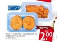 lekkerbekjes of kabeljauwburgers