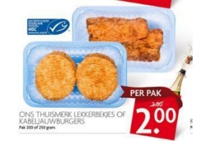 lekkerbekjes of kabeljauwburgers