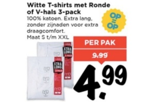 witte t shirts met ronde of v hals 3 pack