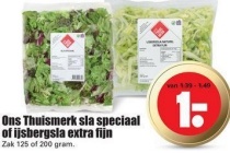 ons thuismerk sla speciaal of ijsbergsla extra fijn