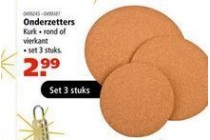 kurk onderzetters set 3 stuks nu eur2 99