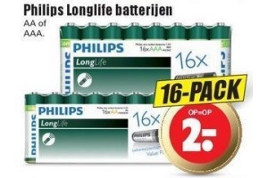 philips longlife batterijen 16 pack