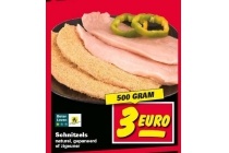 schnitzels naturel gepaneerd of zigeuner