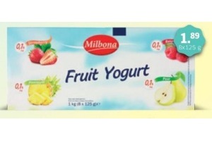 milbona fruit yogurt 8x125g