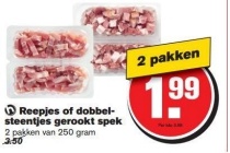 reepjes of dobbelsteentjes gerookt spek