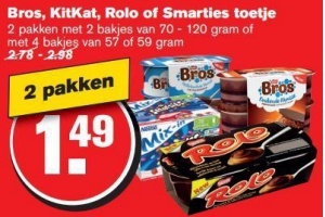 bros kitkat rolo of smarties toetje