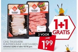 ons thuismerk flinterdunne vleeswaren