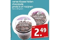 verse klasse noten chocolade pinda s of rozijnen
