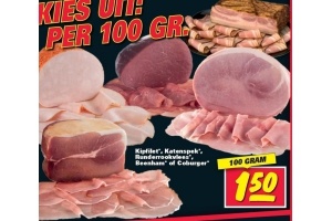 kipfilet katenspek runderrookvlees beenham of coburger