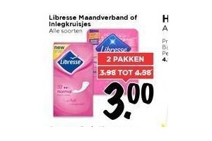 libresse maandverband of inlegkruisjes