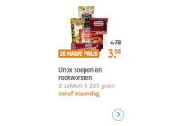 unox soepen en rookworsten