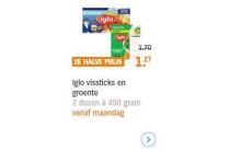 iglo vissticks en groente
