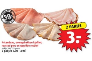 fricandeau ovengebakken kipfilet roasted porc en gegrilde rosbief