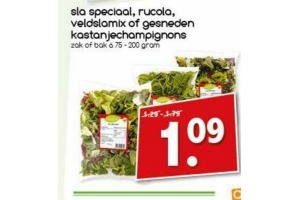 slao speciaal rucola veldslamix of gesneden kastanjechampignons