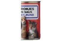 kattenbrokjes in saus met rund