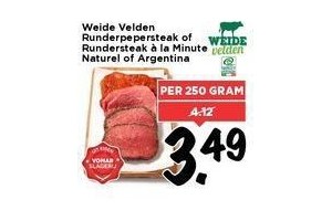 weide velden runderpepersteak of rundersteak a la minute naturel of argentina