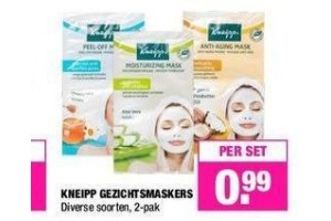 kneipp gezichtsmaskers nu eur0 99 per set