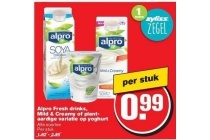 alpro fresh drinks mild en creamy of plantaardige variate op yoghurt