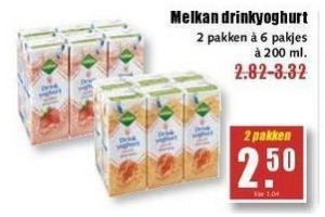 melkan drinkyoghurt nu 2 pakken voor eur2 50