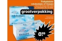 trekpleister zakdoekjes of tissues