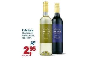 l artiste chardonnay merlot of rose fles 750 ml