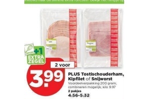 plus tostischouderham kipfilet of snijworst