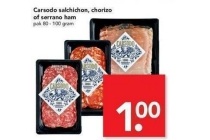 carsodo salchichon chorizo of serrano ham