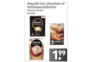 nescafe hot chocolate of koffiespecialiteiten