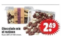 chocolade mix of rozijnen