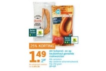 ah scharrel en op beukenhout gerookte rookworsten