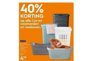 40 korting op alle curver wasmanden en wasboxen