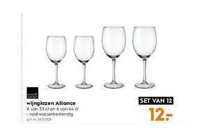 wijnglazen alliance nu eur12 per set