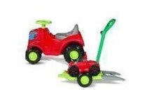 speelgoed tractor met aanhanger en grasmaaier