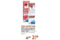 white glow tandpasta met tandenborstel en bright night