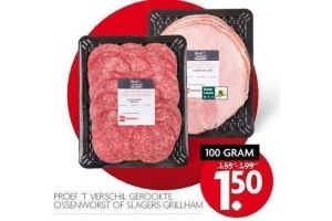 proef t verschil gerookte ossenworst of slagers grillham
