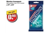 mentos kauwgum alle pakken met 2 of 3 stuks