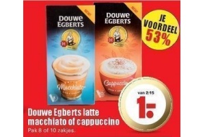 typist hoeveelheid verkoop dozijn Douwe Egberts latte macchiato of cappuccino voor €1,- - Beste.nl