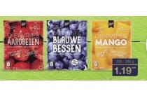 diepvries aardbeien blauwe bessen of mango