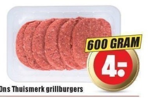 ons thuismerk grillburgers