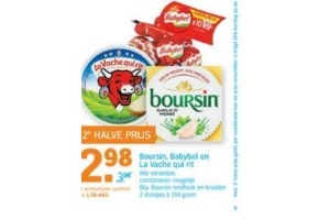 2e halve prijs boursin babybel en la vache qui rit