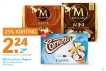 25 korting op alle cornetto en magnum