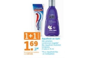 1 1 gratis op alle aquafresh en guhl