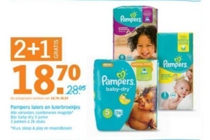 pampers luiers en babybroekjes nu 2 1 gratis