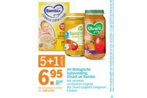 5 1 gratis op alle ah biologische babyvoeding olvarit en bambix