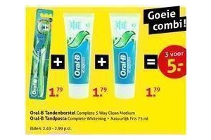 oral b tandenborstel en twee tubes tandpasta