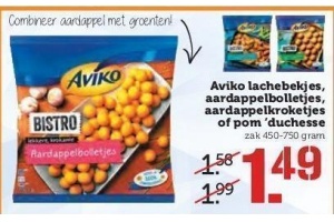 aviko lachebekjes aardappelbolletjes aardappelkroketjes en pom duchesse