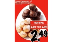 verse slagroom of chocoladesoesjes