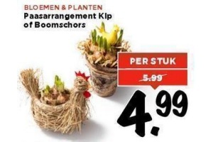 paasarrangement kip of boomschors