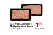 onze trots appelpate of abdijpate met abrikozen