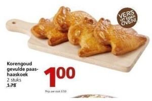 korengoud gevulde paashaaskoek